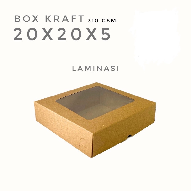 Jual Box Kraft Coklat Kotak Packing Kue Brownies Roti Dus Donat Hampers Jendela Laminasi 20x20x5 2984