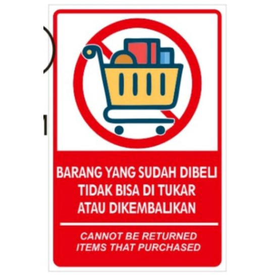 Jual Stiker Barang Yang Sudah Dibeli Tidak Bisa Di Tukar | Shopee Indonesia