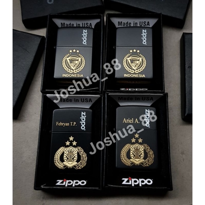 Jual Zippo Korek Api Black Matte Custom Ukir Logo Polisi Bisa Ukir Nama Shopee Indonesia