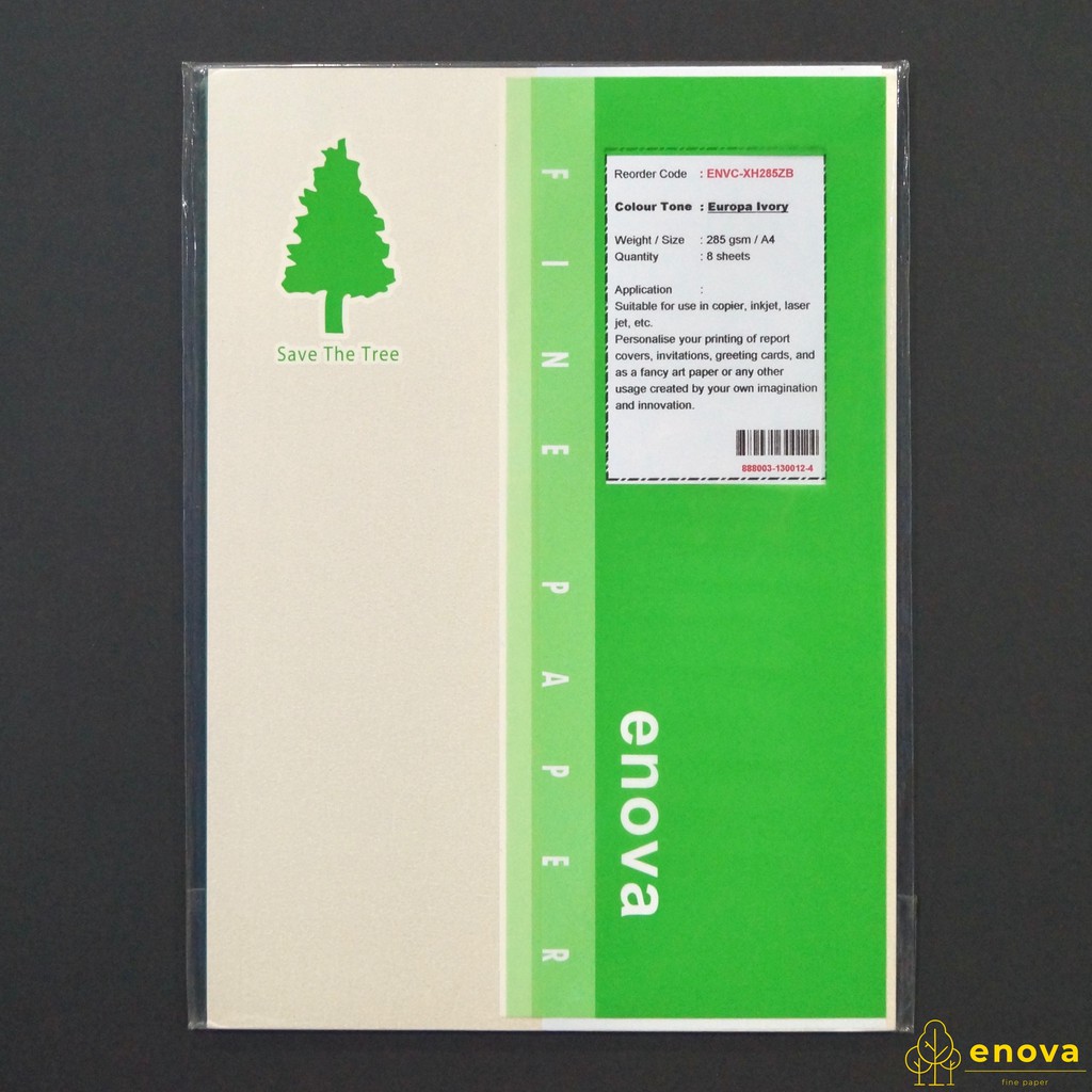 Jual Fancy Art Paper ENOVA Europa Ivory A4 285GSM (Putih Metalik