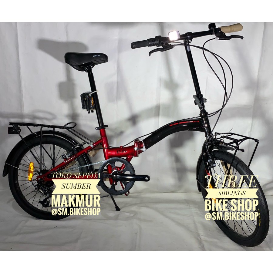 Jual SEPEDA LIPAT UNITED STYLO 20 INCH 5 SPEED WARNA HITAM MERAH ...