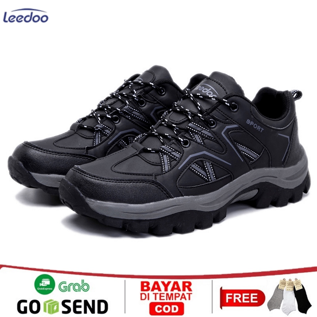 Jual Leedoo Sepatu Hiking Pria Olahraga Outdoor Sepatu Gunung Adventure Anti Slip Shoes Hitam