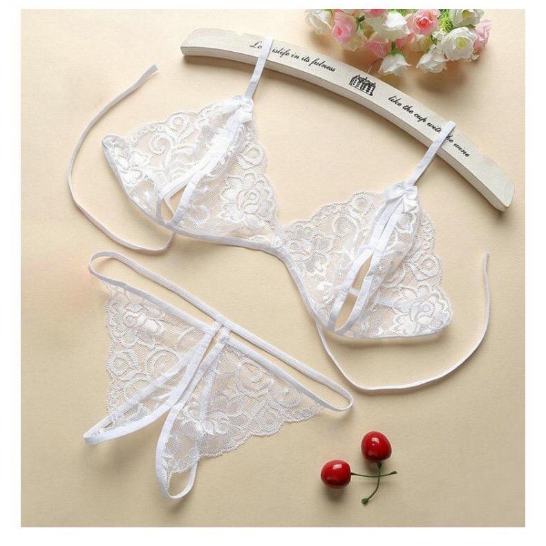 Jual Lingerie Set Bra Dan G String Lace Transparant Pita Bunga Sexy Shopee Indonesia