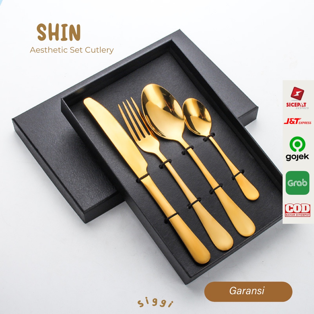 Jual Siggi Shin Aesthetic Cutlery Set 4 In 1 Box Cutlery Set 4 In 1