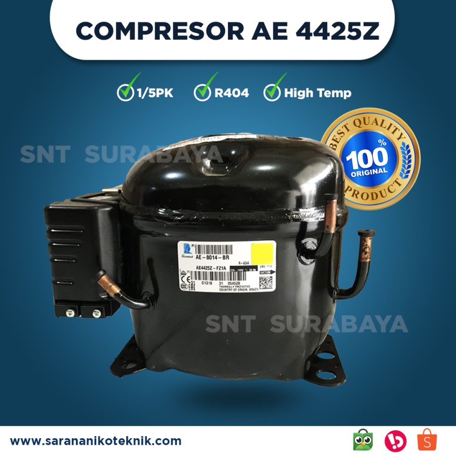 Jual Compressor Tecumseh AE 4425Z - Jual Kompresor 1/5 PK High R404 ...