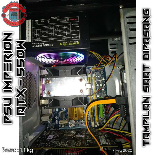 Jual PSU Gaming Imperion ATX 550Watt + 6 Pin Power VGA • Lampu LED RGB ...