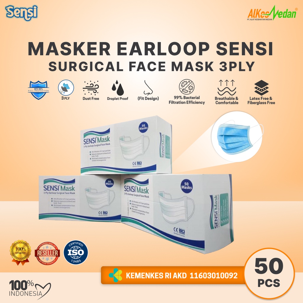 Jual SURGICAL MASK MASKER BEDAH SENSI EARLOOP BOX ISI 50 PCS | Shopee ...