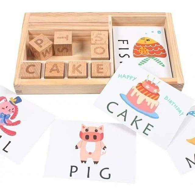 Jual WOODEN ALPHABET LEARNING BOX - BELAJAR MENGEJA - SPELLING | Shopee ...