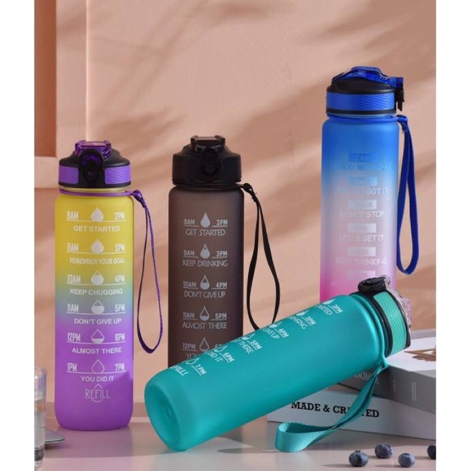Jual [BISA GOJEK, Hitam Ready, Semua Warna ADA] Botol Minum Motivasi ...