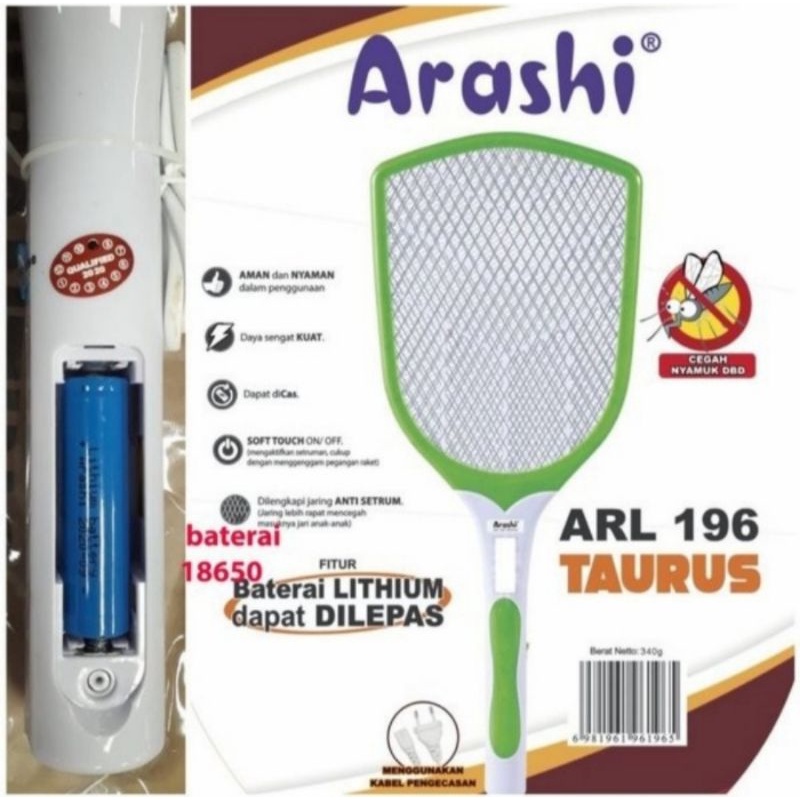 Jual Raket Nyamuk Charge Jumbo TAURUS ARL-196 MITSUI (Premium Quality ...