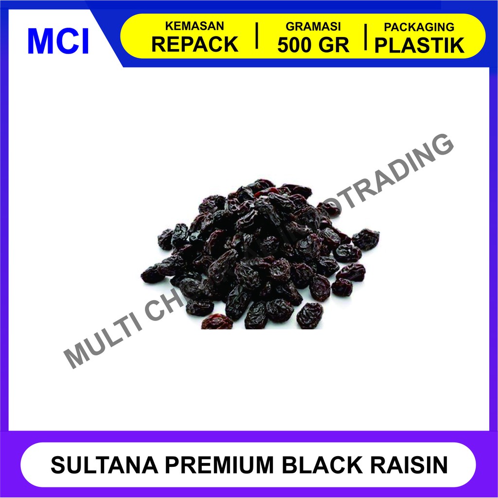 Jual Sultana Premium Black Raisin 500 Gr Repack Kismis Hitam Dark