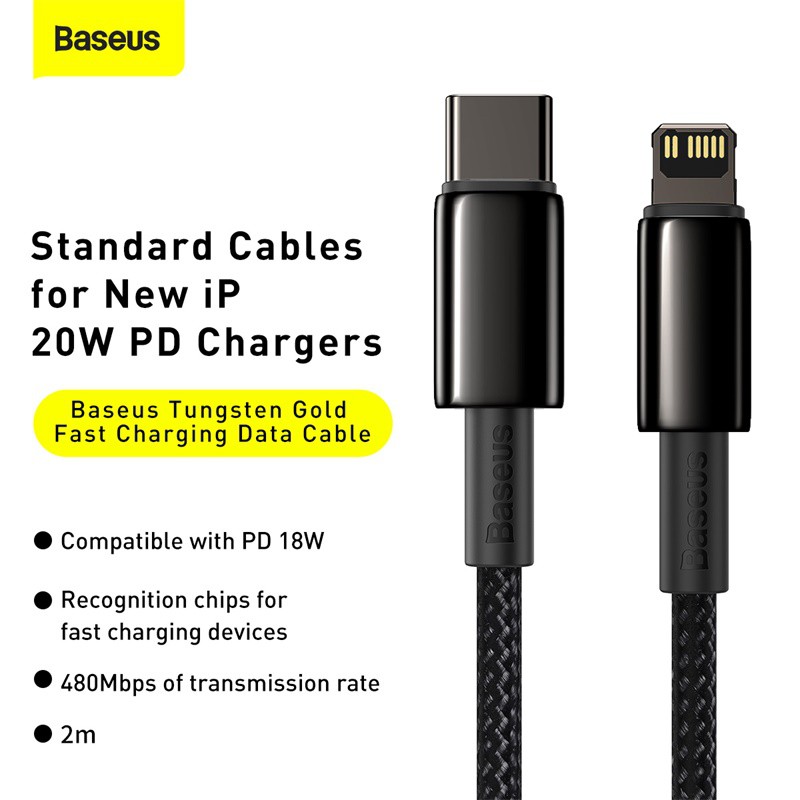 Jual Baseus Tungsten Gold PD 20W Fast Charging Data Cable Type-C to ...