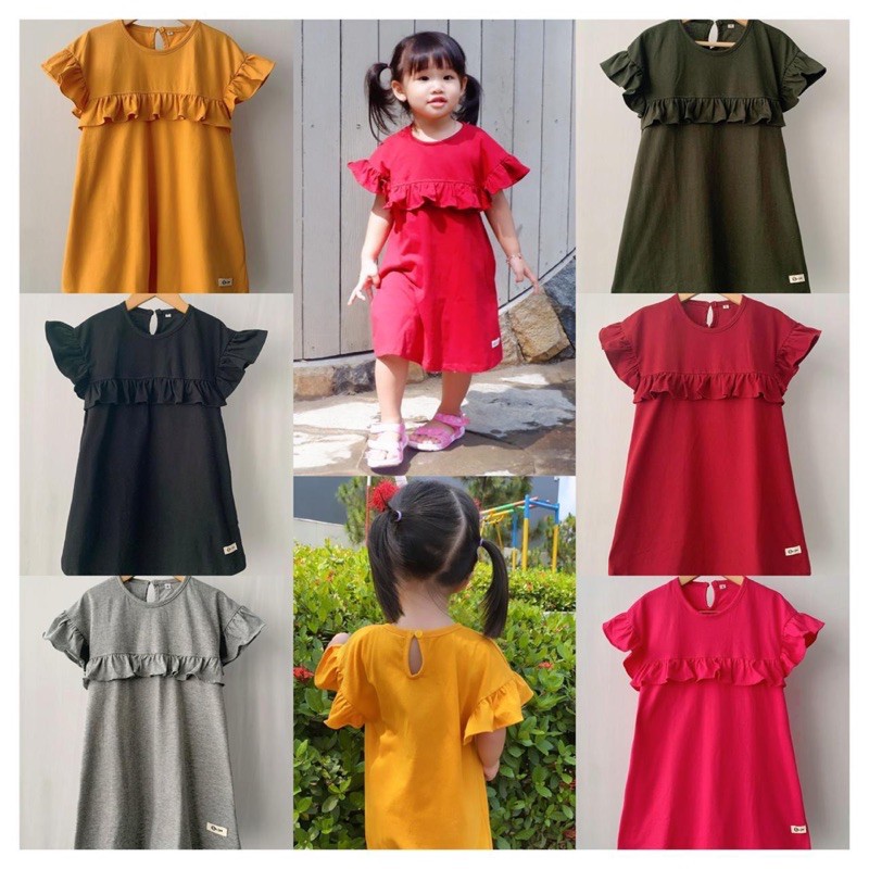 Robe manche longues à volants, 2T-3T pour Bébé fille