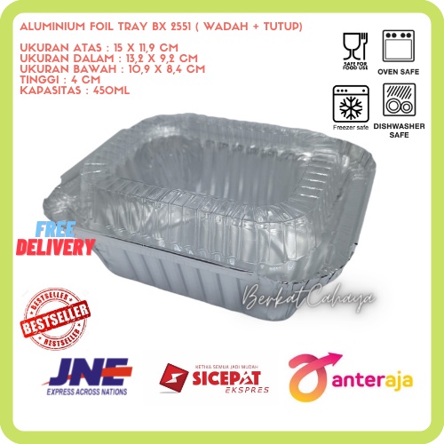 Jual ALUMINIUM FOIL TRAY BX 2551 + TUTUP / ALUMUNIUM FOIL TRAY / READY ...