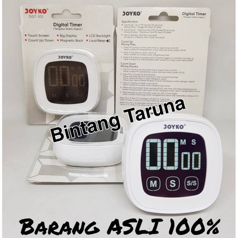 Jual Digital Cooking Count Down Alarm Timer Joyko DGT-512 (Putih) Timer ...