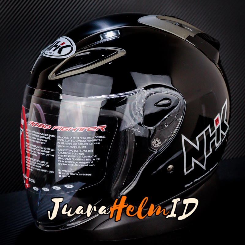 Jual NHK HELM R6 SOLID / BLACK METALIC / HALF FACE | Shopee Indonesia