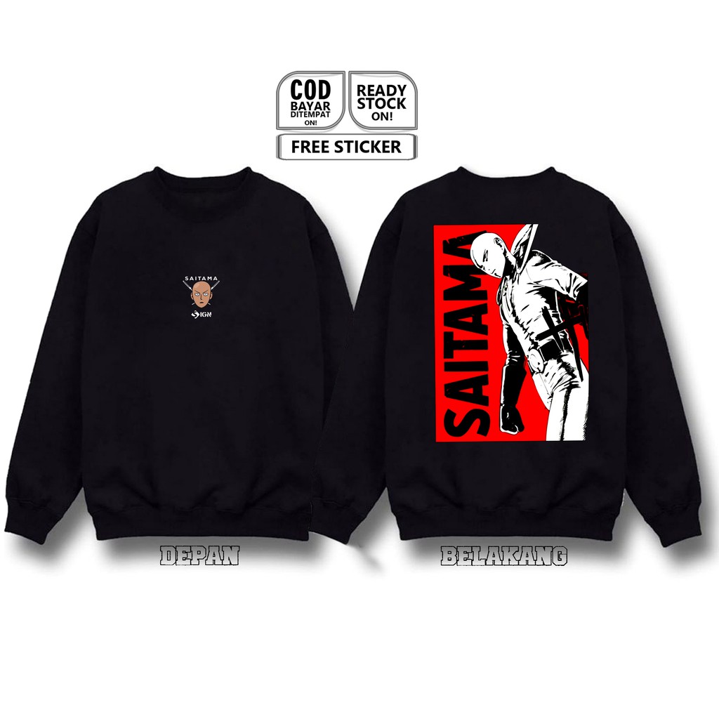 Jual SWEATER CREWNECK SAITAMA ONE PUCH MAN WIKI GENOS GENUS SPEED SONIC BANG SILVERFANG MUMEN RIDER SIGN Shopee Indonesia