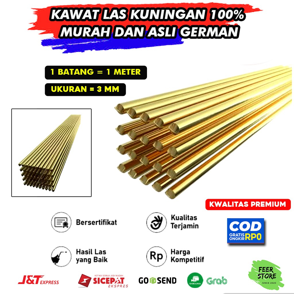 Jual Kawat Las Kuningan 100 Murah Dan Asli Germany Panjang 1 Meter Ukuran 3 Mm Shopee Indonesia 3591