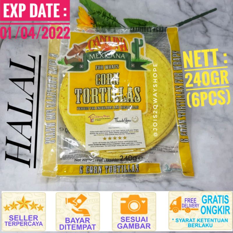 Jual Kulit kebab CANTINA MEXICANA For WRAPS CORN Tortillas 240gr (6pcs
