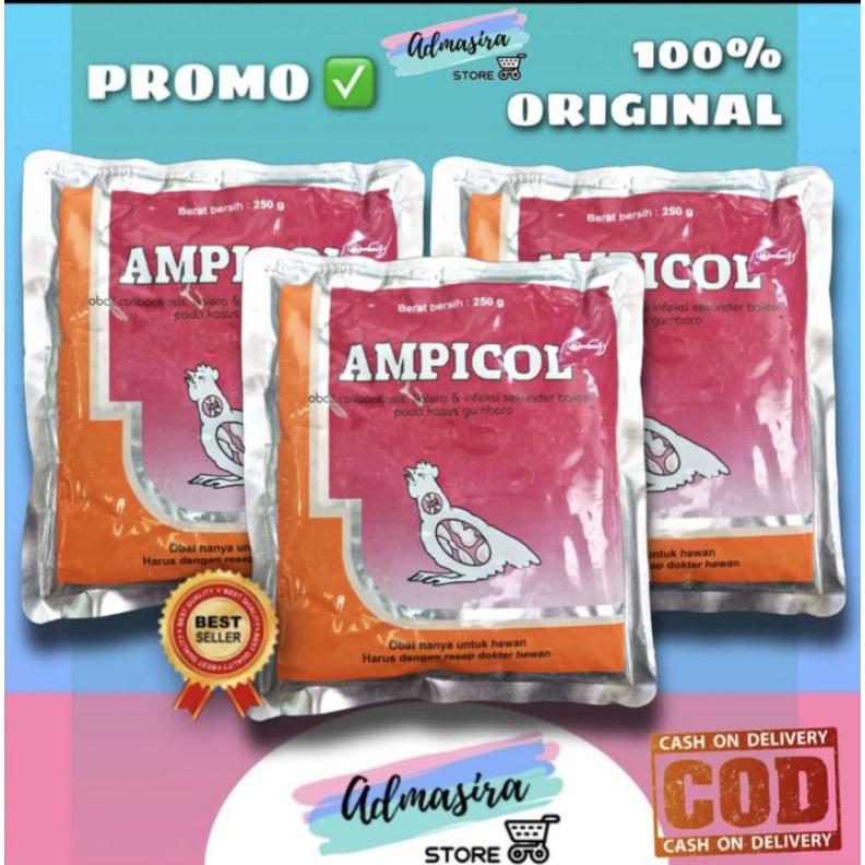 Jual Obat Gumboro AMPICOL 100gr medion obat ayam kolera, colibaciliosis ...