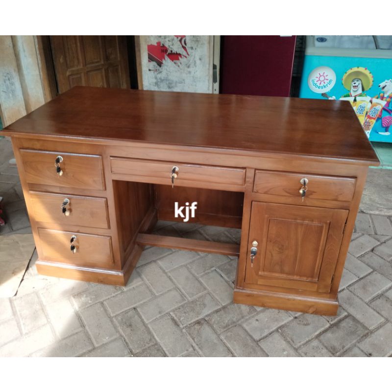 Jual Meja kantor biro tulis kerja direktur meja guru kayu jati | Shopee