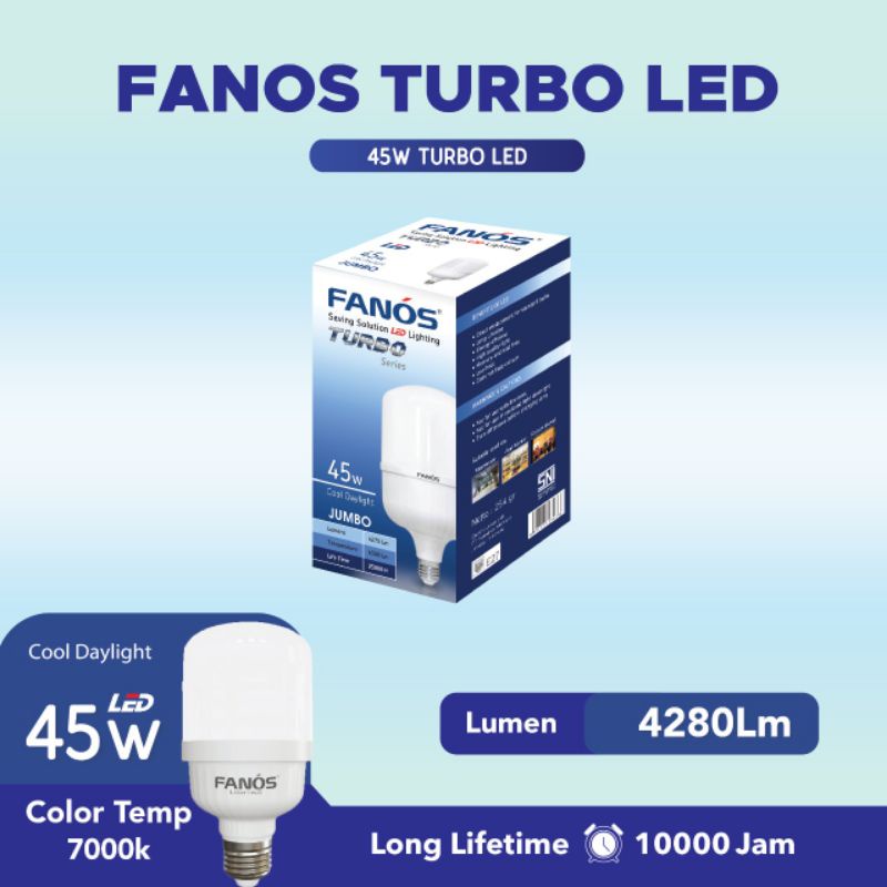 Jual Lampu Led Fanos Turbo 45w 45 Watt Garansi 1 Tahun Cahaya Putih