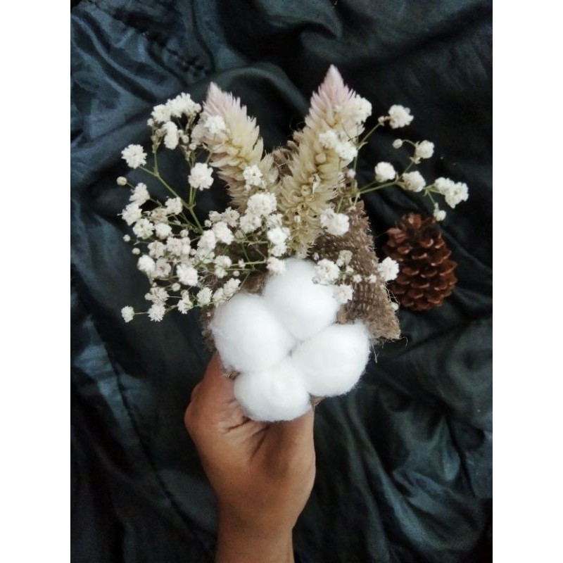Jual MINI BUKET BUNGA KAPAS KERING RUSTIC AESTHETIC / BOUQUET BUNGA ...