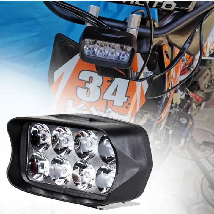 LAMPU TEMBAK SOROT 8 MATA LED 12 VOLT 15 WATT ANTI AIR UNIVERSAL BISA UNTUK MOTOR MOBIL DLL