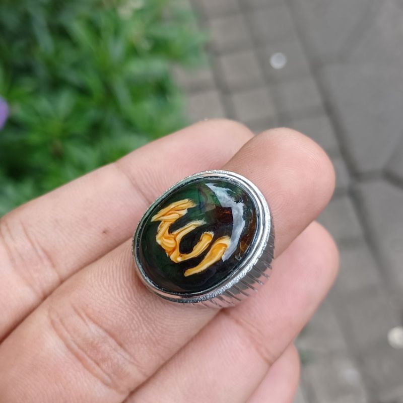 Jual CINCIN BATU AKIK PANCAWARNA LAFADZ ALLAH ORIGINAL STONE | Shopee Indonesia