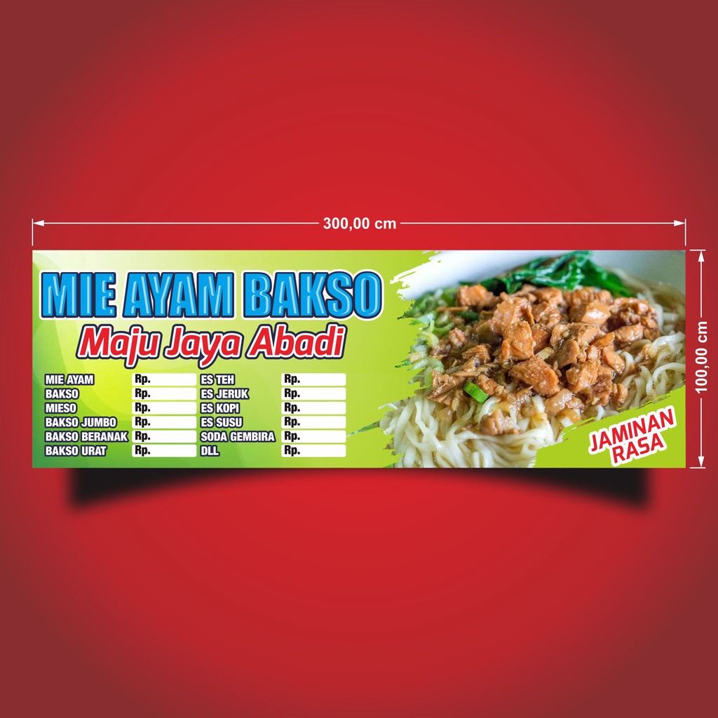 Jual Banner Spanduk Mie Ayam Bakso Murah Meriah Desain Mantab Ukuran 3