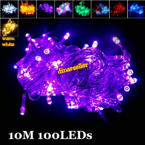 Jual LAMPU HIAS LED TWINKLE POHON NATAL LED 10 METER UNGU/WARM WHITE ...