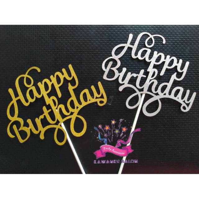 Jual Cake Topper Murah Kertas Gliter/Hiasan Kue Ulang Tahun/Tusukan Kue