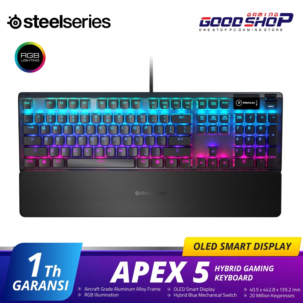 STEELSERIES - APEX 5 FULL SIZE WIRED MECHANICAL HYBRID BLUE