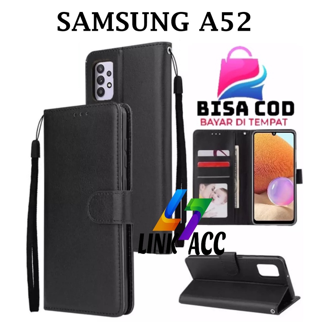 Jual SAMSUNG A52 FLIP LEATHER CASE PREMIUM-FLIP WALLET CASE KULIT
