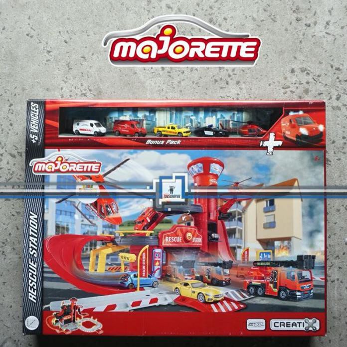 Jual Majorette Creatix Rescue Station Playset With 5 Vehicle 72Cm ...