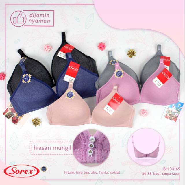 Jual Babybear Bra BH Sorex 34169, 17024 Tanpa Kawat Busa Tipis | Shopee ...