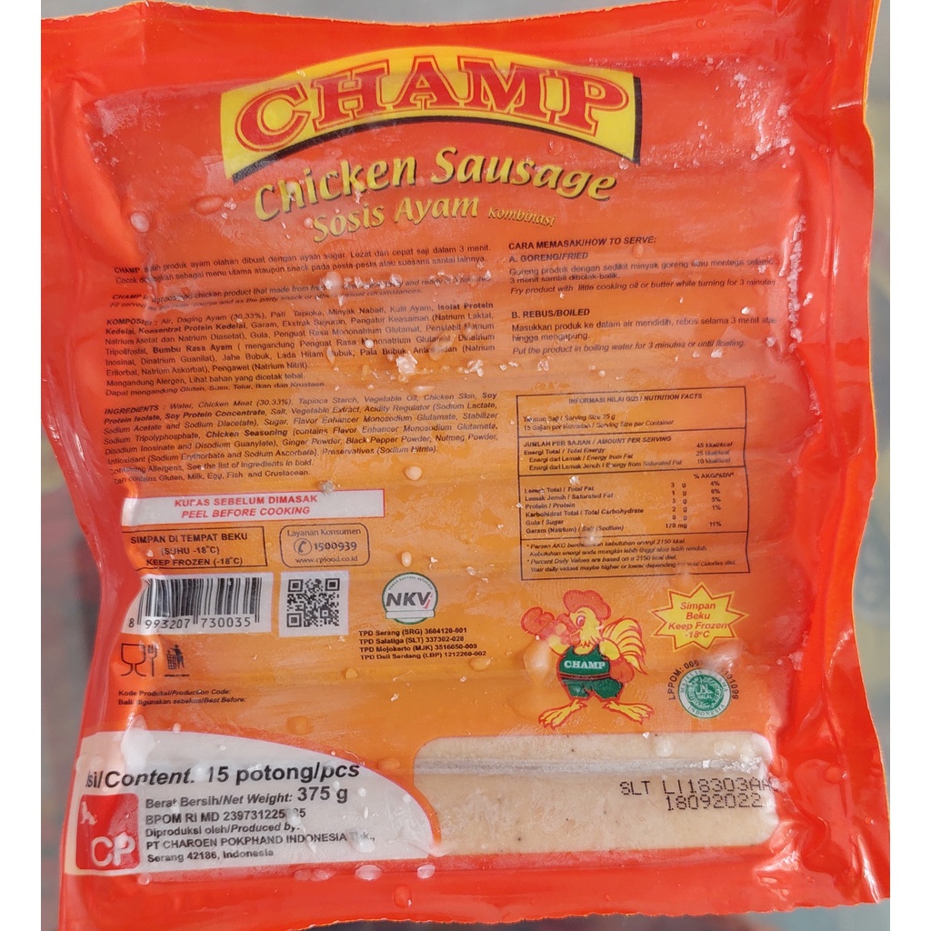 Jual CHAMP SOSIS 375 Gram Isi 15 Pcs | Shopee Indonesia