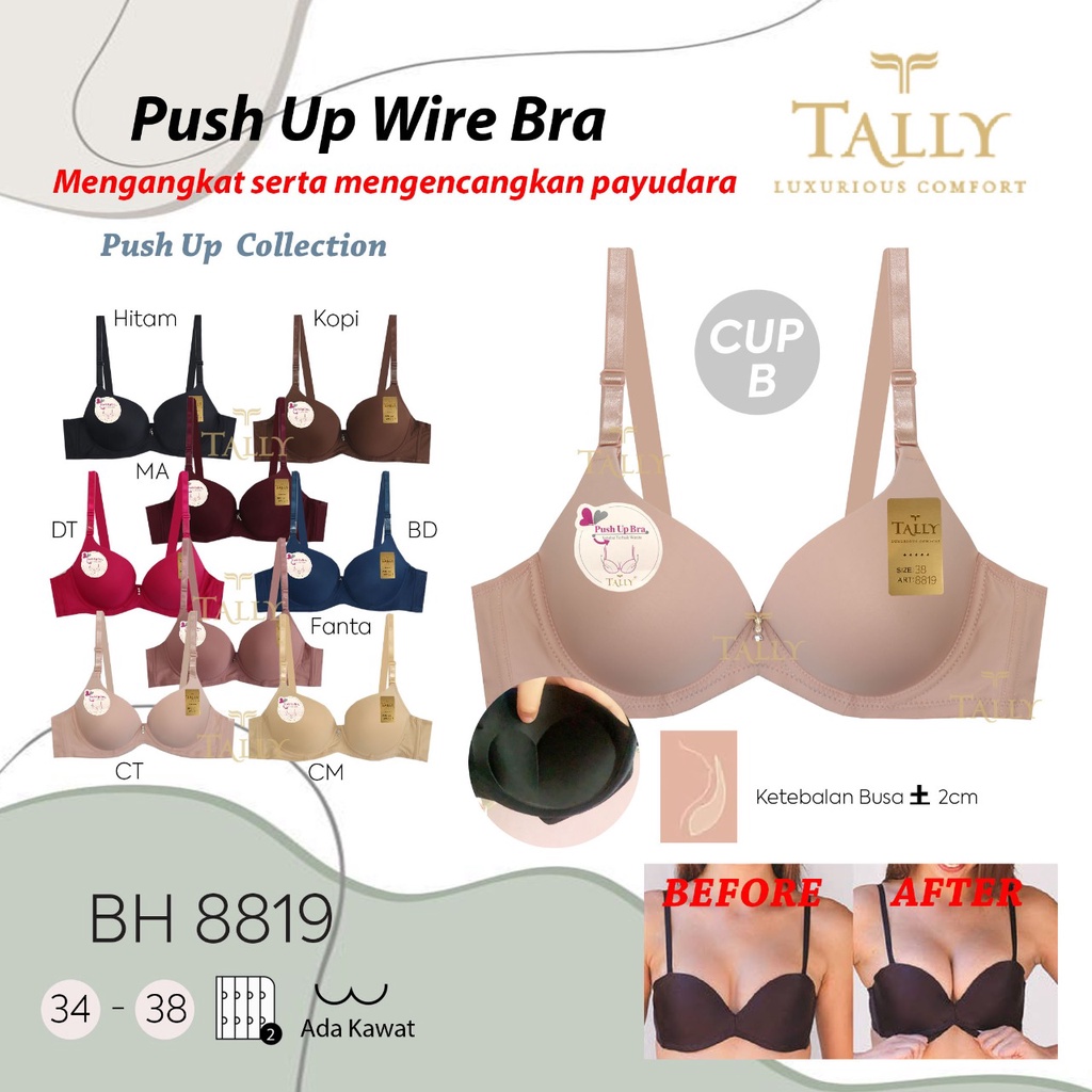 Jual Tally Bra Kawat Bahan Licin Seamless Busa Tebal Cup B Kait 2