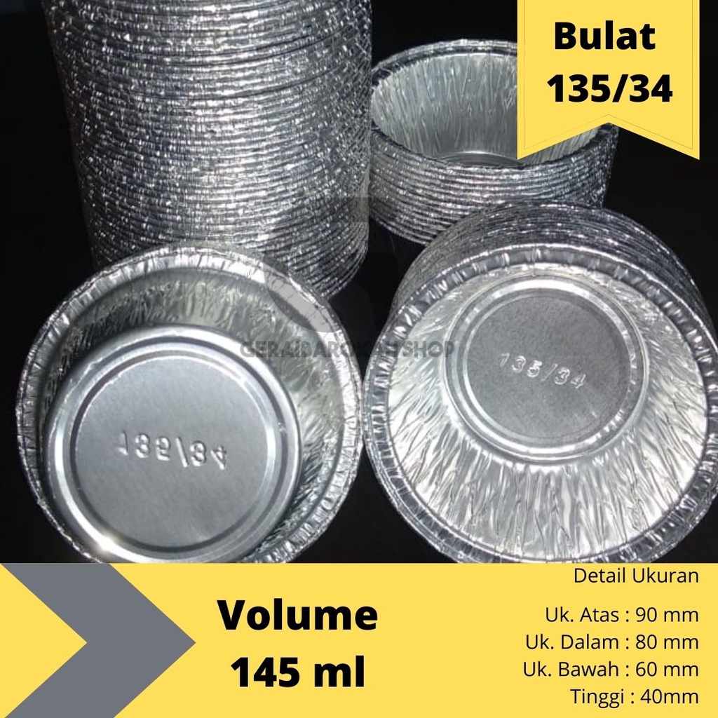 Jual Alumunium Foil Cup Bulat RX 145 (kode 135/34) 50 pcs Cup