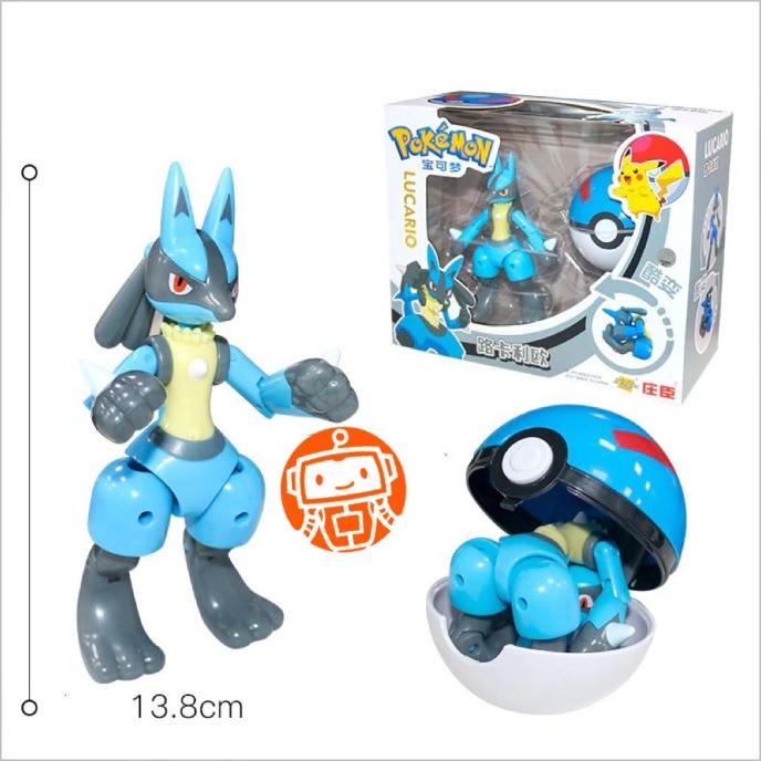 Jual Promo Mainan Anak Figure Pokemon Pokeball Deformation Lucario Toy ...