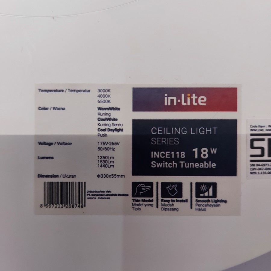 Jual Lampu Baret IN LITE LED Ceiling Lamp Tuneable TRICOLOUR TRICOLOR 3 ...