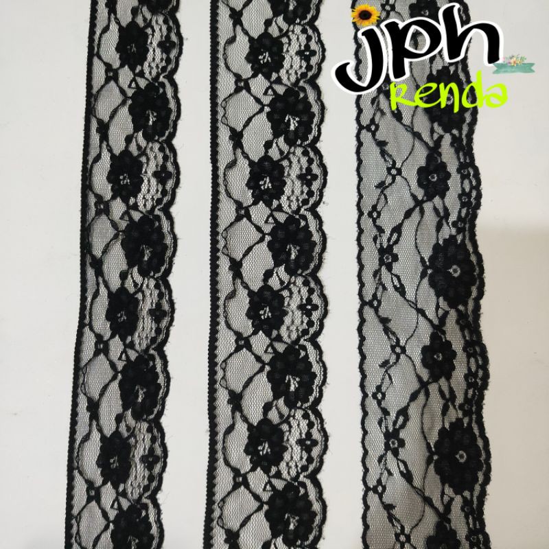 Jual Renda air hitam 5-7cm, renda tile, renda tulle isi 15yard | Shopee ...