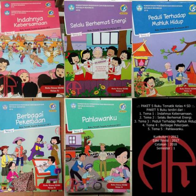 Jual .:: PAKET 5 Buku Tematik Kelas 4 SD & MI Tema 1 2 3 4 5 - Revisi ...