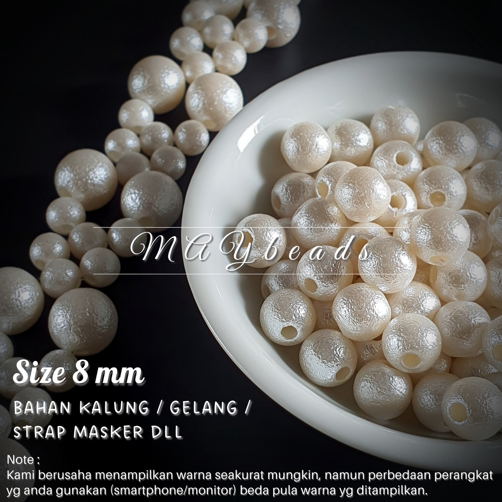 Jual MOTE / MERONCE / BEADS / MANIK MUTIARA PUTIH BULAT TEXTURE 8MM ...