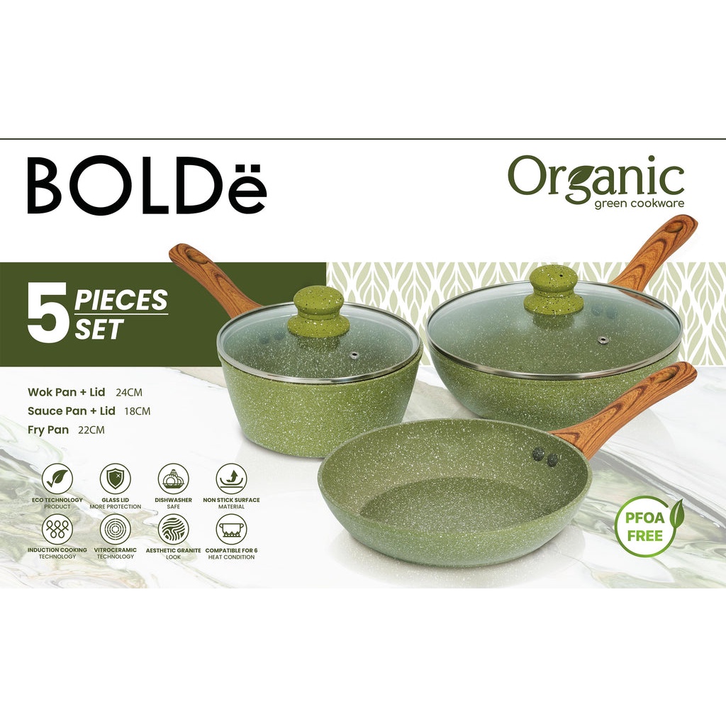 Jual BOLDe Organic Green Pan Set 5Pcs PANCI SET 5 pcs Shopee Indonesia