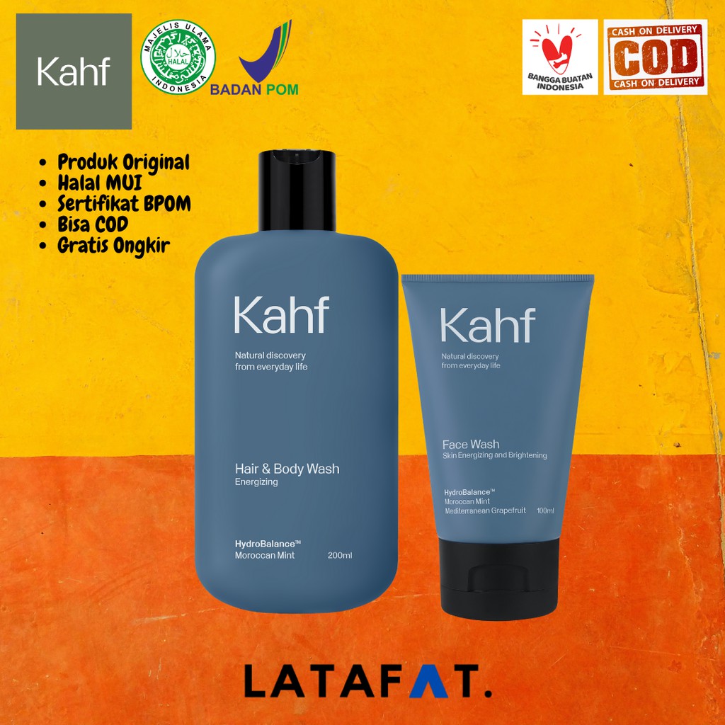 Jual Paket Kahf Energizing Hair And Body Wash 200 Ml And Skin Energizing And Brightening Face Wash