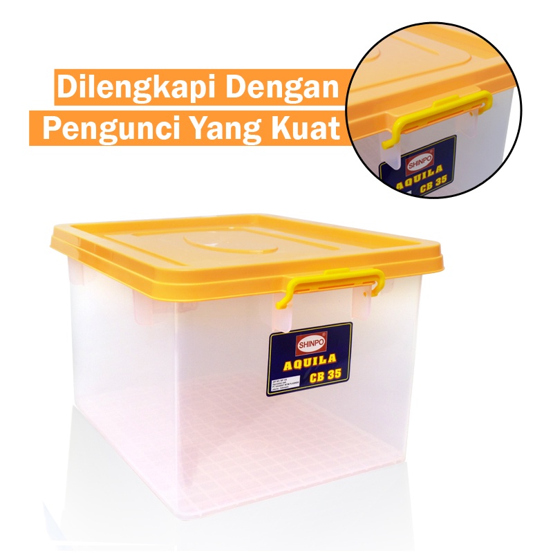 Jual SHINPO Aquila Container Box Plastik with Lock Klip Pengunci 35 L ...