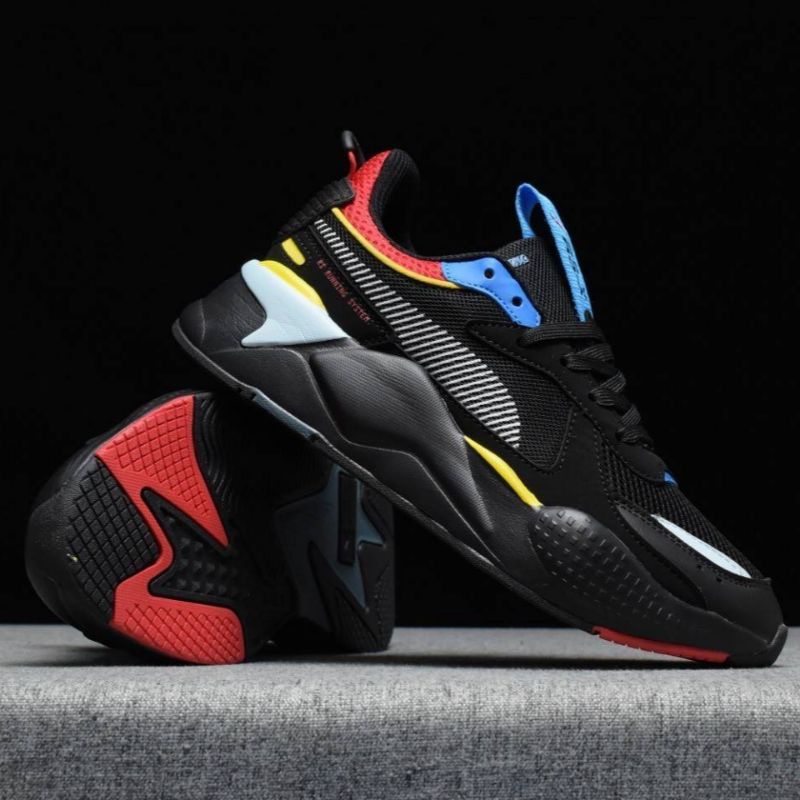 Sepatu Puma RSX HD2 Black Ribbon Red Blue RS X HD 2 Hitam Merah Biru Rsx Sneakers Pria Olahraga Lari Sport