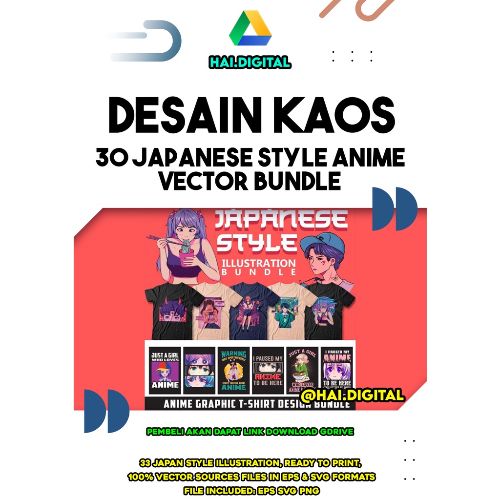 Jual 33 Desain Kaos Japanese Style Anime Vector Bundle | Shopee Indonesia