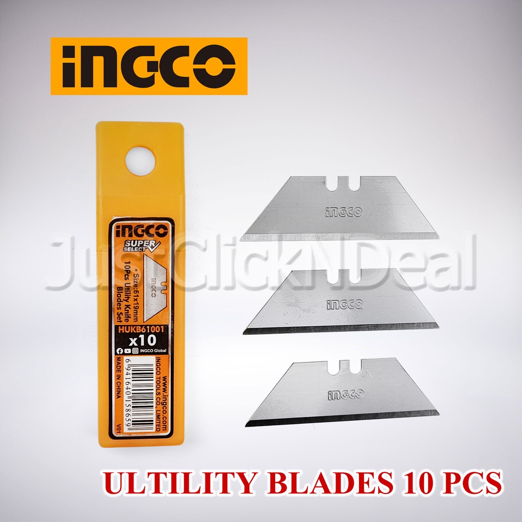 Jual Ingco Ultility Knife Blades 10 pcs Refill Isi Ulang Pisau Cutter ...